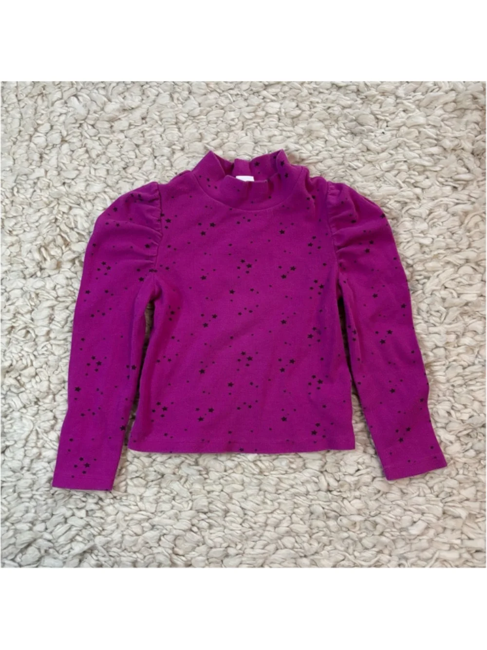 Girls GAP Fuchsia Black Star Long Sleeve Mock Neck Tee Size 5